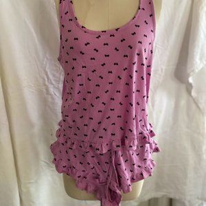 Adorable Pink with Bows SO Tank and Shorts Set Pajamas, Medium